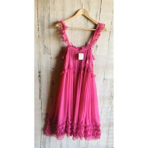 NWT Free People Intimately Moon Phase Midi Dress Nightgown XS Sheer Pink Ruffled